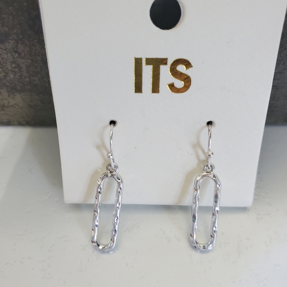 Oblong Silver tone Earrings - Picture 6 of 8